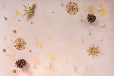 Close-up of christmas decorations on table