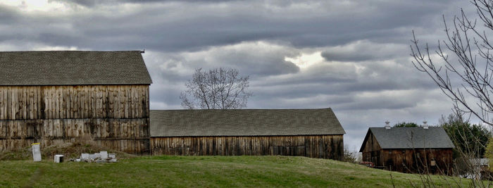 Cloudy sky over grassy field