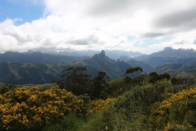 Scenic view of mountains against sky