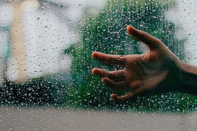 Close-up of hands in water