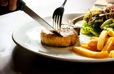 Close-up of meal served in plate