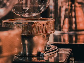 Close-up of coffee cup on table