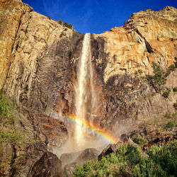 Low angle view of waterfall