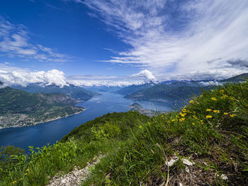 Landscape of lake coo from an alpine trail