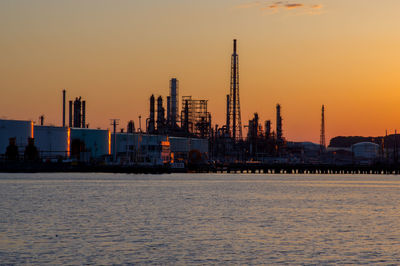 Scenic view of sea against clear sky during sunset