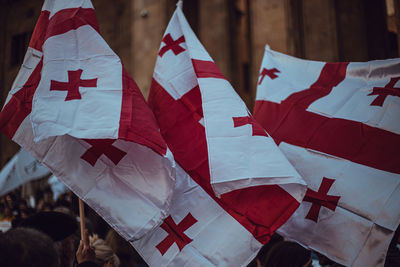 Close-up of flags against flag