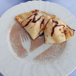 High angle view of cake in plate