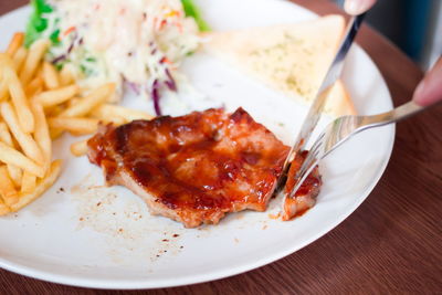 Close-up of meal served in plate