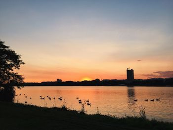 Scenic view of sea at sunset