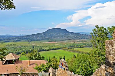 Scenic view of landscape against cloudy sky