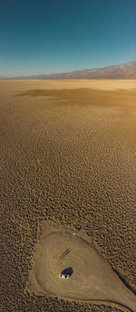 High angle view of desert land against sky