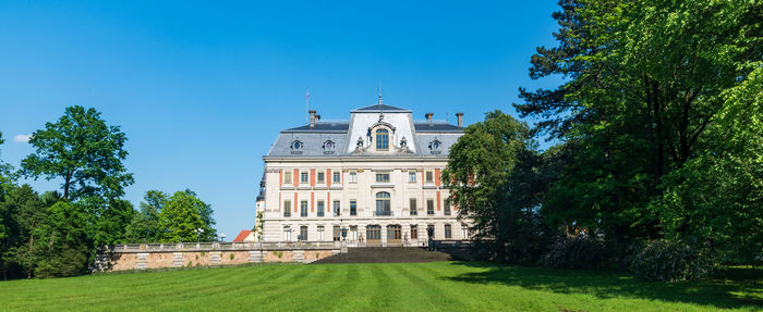 Building against clear blue sky