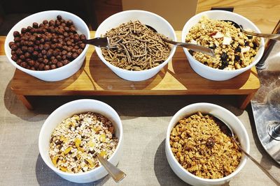 High angle view of food on table