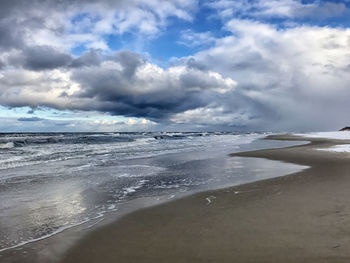 Scenic view of beach against sky