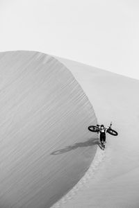 High angle view of cyclist