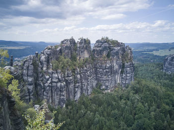 Panoramic view of landscape and mountains against sky