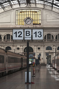 Train at railroad station in city