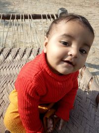 Portrait of cute baby girl outdoors