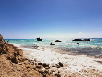 Scenic view of sea against clear sky