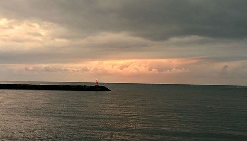 Scenic view of sea against cloudy sky