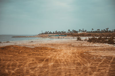 Scenic view of beach against clear sky