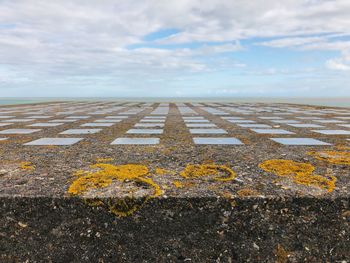 Surface level of road against sky