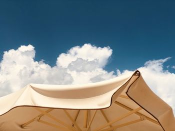 Low angle view of tent against sky