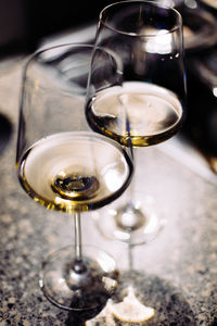 Close-up of wine glass on table