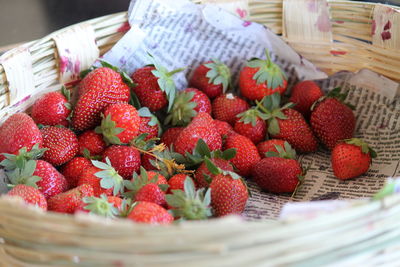 Close-up of strawberries in basket