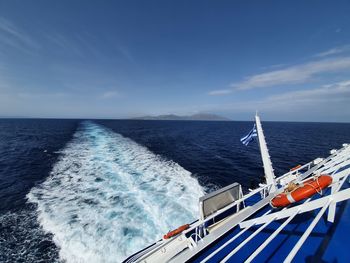 Scenic view of sea against sky from ship