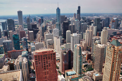 Aerial view of buildings in city - skyscrapers - empire of chicago