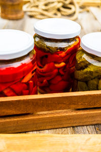 Close-up of food on table