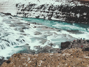 Waves splashing on rocks