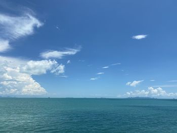 Scenic view of sea against blue sky