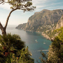 Famous island of capri in italy with its landscapes of cliffs and turquoise sea
