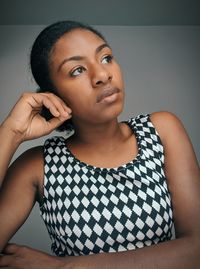 Portrait of beautiful woman at home