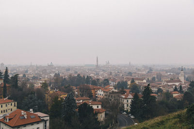 High angle view of townscape against sky