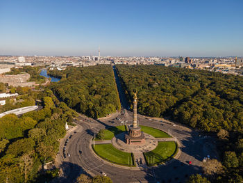 High angle view of buildings in city