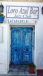 Close-up of blue door