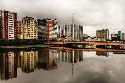 Reflection of buildings in city