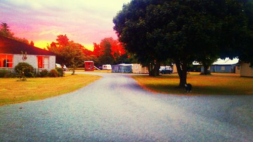 View of road at sunset