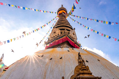 Low angle view of temple against sky