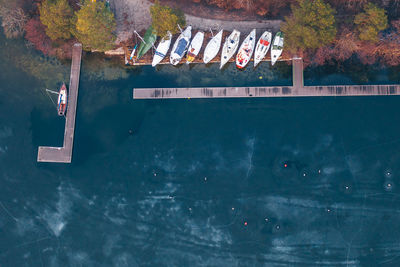 High angle view of text on swimming pool