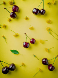 High angle view of fruits on table