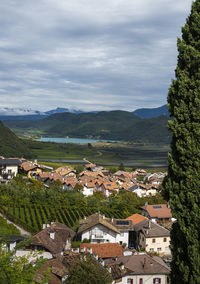 High angle view of townscape against sky