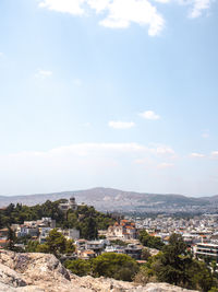 High angle view of townscape against sky