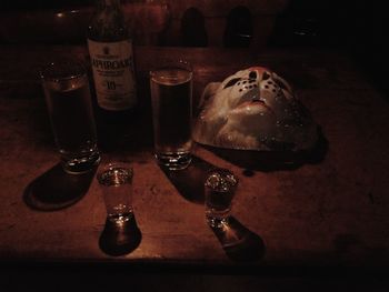 Close-up of drinking glass on table