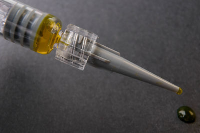 High angle view of mobile phone on table