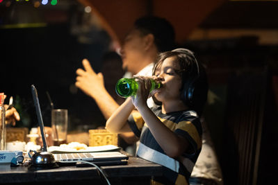 Boy drinking water