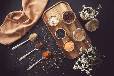 High angle view of food on table